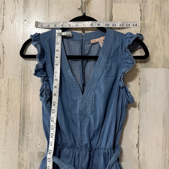 Hutch Light Blue Ruffle Sleeves Capri Length Jumpsuit - Picture 6 of 8